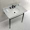 Fauceture KVPB3622M80 36" Console Sink with Brass Legs (8-Inch, 3 Hole), Marble White/Matte Black KVPB3622M80 - alternate 5